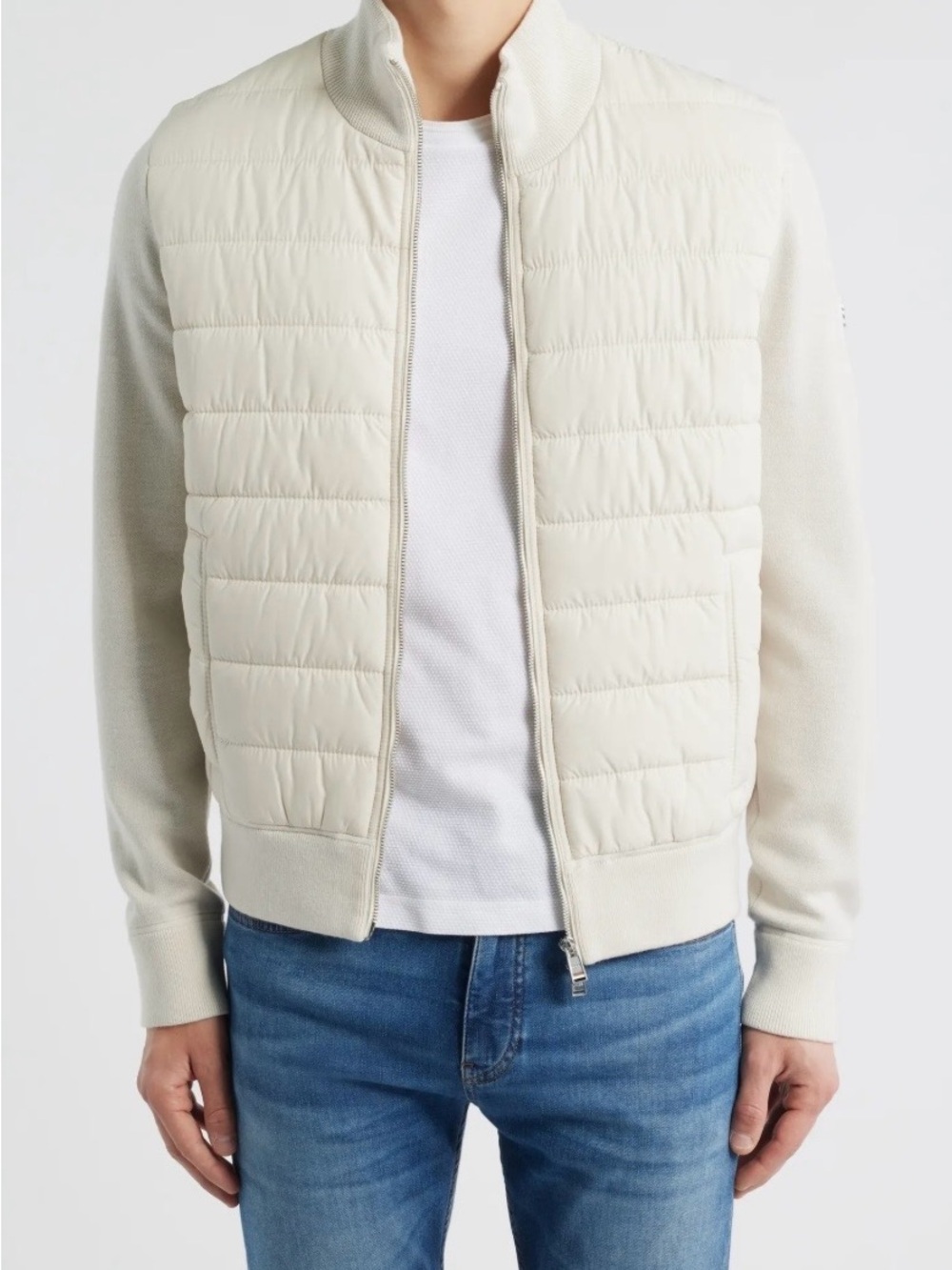HUGO BOSS H-Hernesto Mixed Media Men's Jacket Ivory XL Virgin Wool